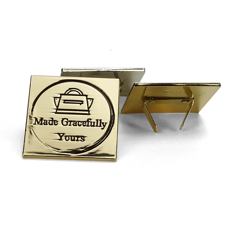 Light gold female bag hardware zinc alloy sign  metal logo accessories for bags 36*36mm