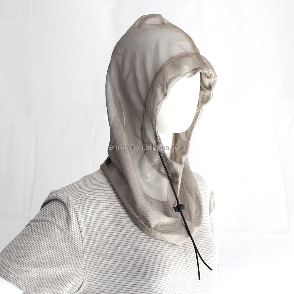 BLOCK EMF Anti Radiation Fabric EMI and RF Shielding EMF hat 100% silver mesh hoodie hat 100% silver