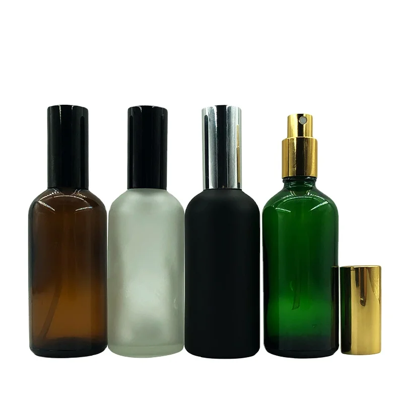 Frosted Amber Clear Black Blue Green Spray Perfume Bottle Empty Glass spray bottle 100ml