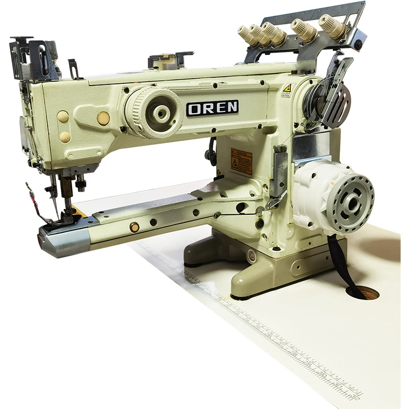 Three needle five thread long nozzle cylinder sewing machineT-shirt sewing machine RN-1507 Trouser tube stitching sewing machine