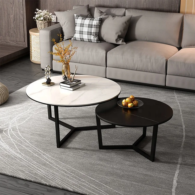 Роскошные наборы столов для гостиной мебели рынка Испания журнальный столик с керамической столешкой 12 мм порошковое покрытие из черного песка