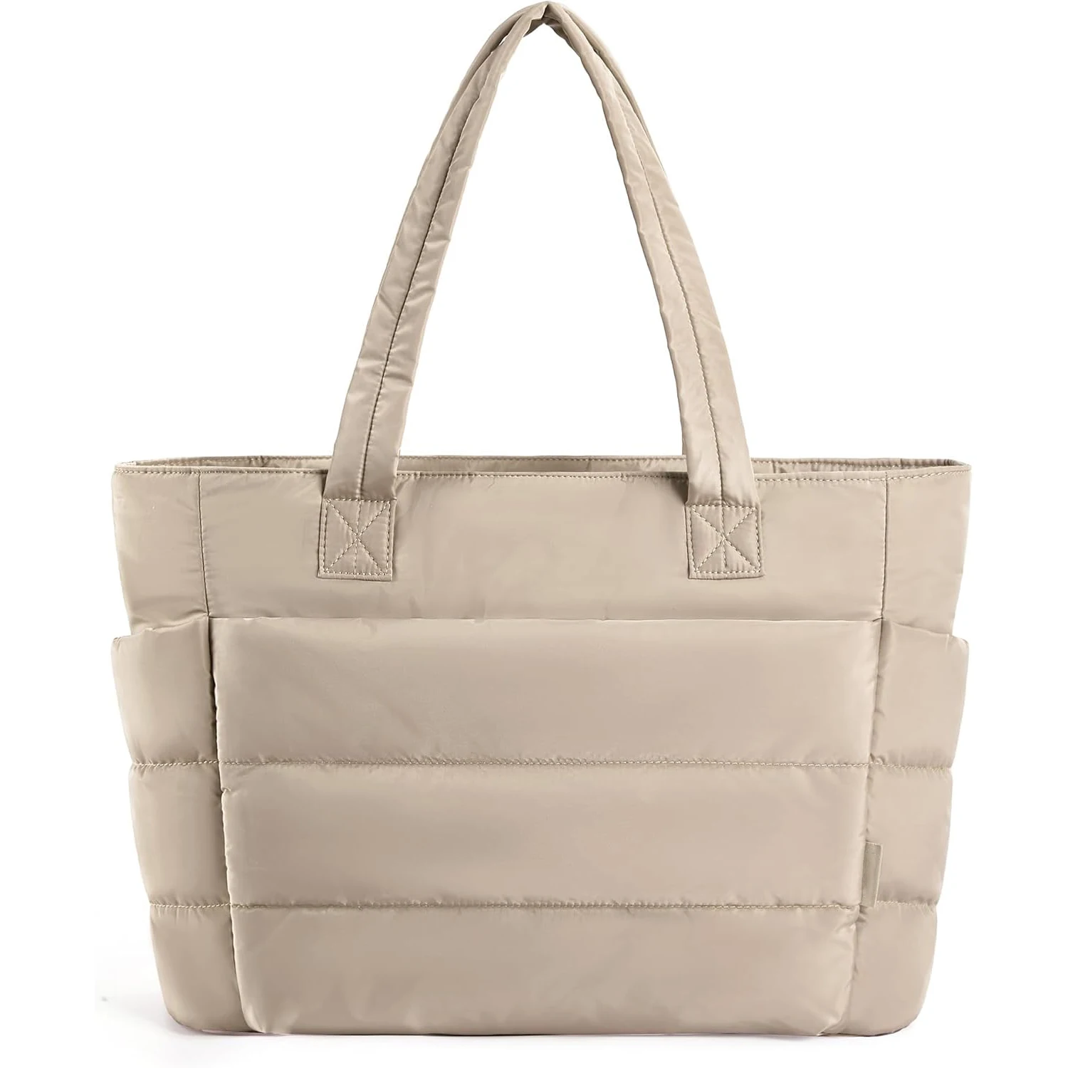 Nylon  Puffy Tote Bag with Laptop Compartments Custom Logo Camel for Women