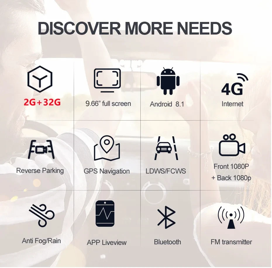 4G mirror dash cam rear view mirror mount HD 1080P recorder  dual channel dash mirror recording with rear view camera car dvr