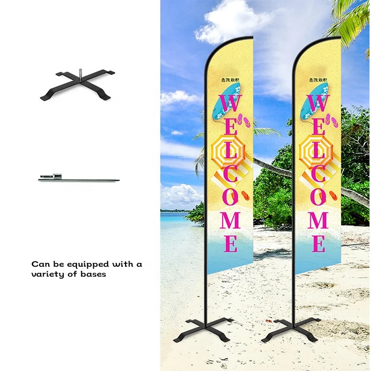 new product Custom logo outdoor Advertising Beach Flags Outdoor Aluminium Pole Tear Drop Flying Teardrop Feather Flags Banners