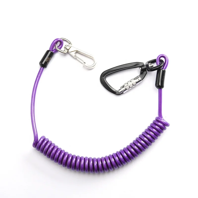 Aloft work coil tool lanyard safety stainless steel coiled steel cable spring tool tether retractable tool lanyard