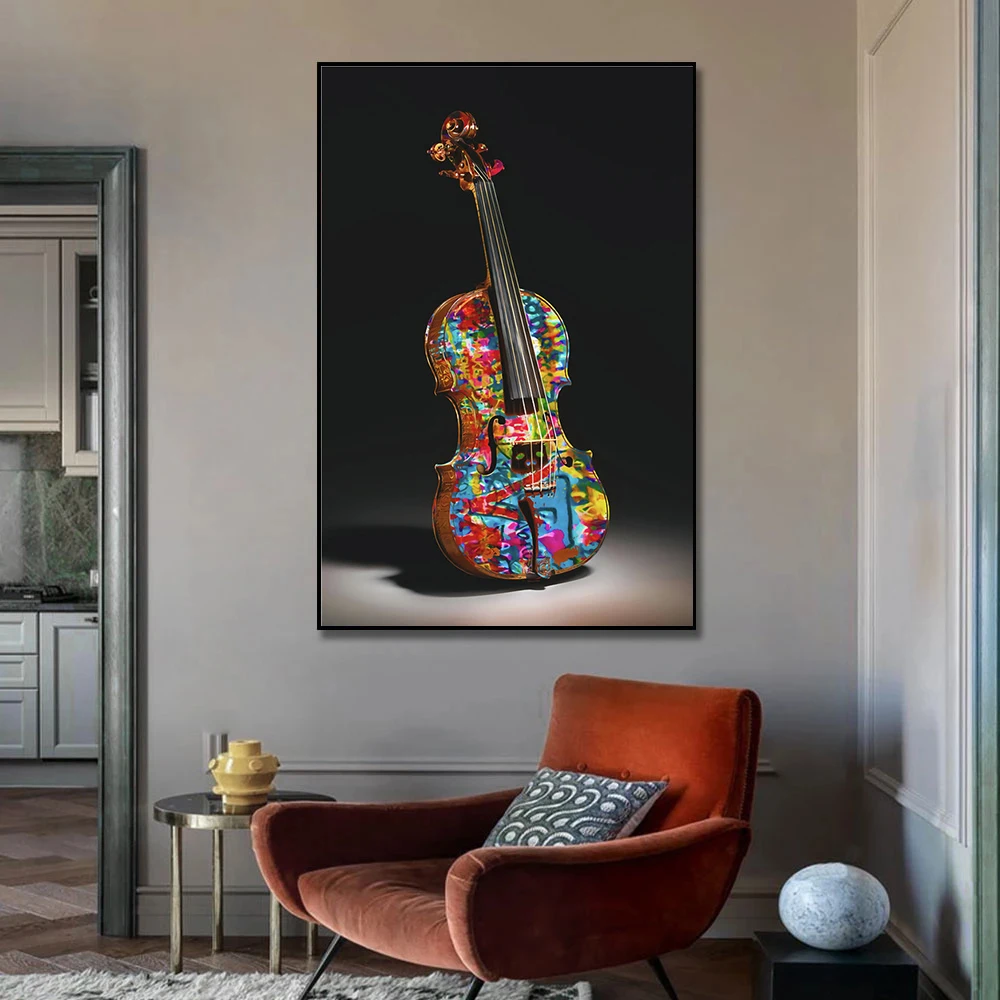 GraffitI Wall Street Guitar Musical Instrument  Pop Art Pictures Print on canvas For home Living Room Decoration