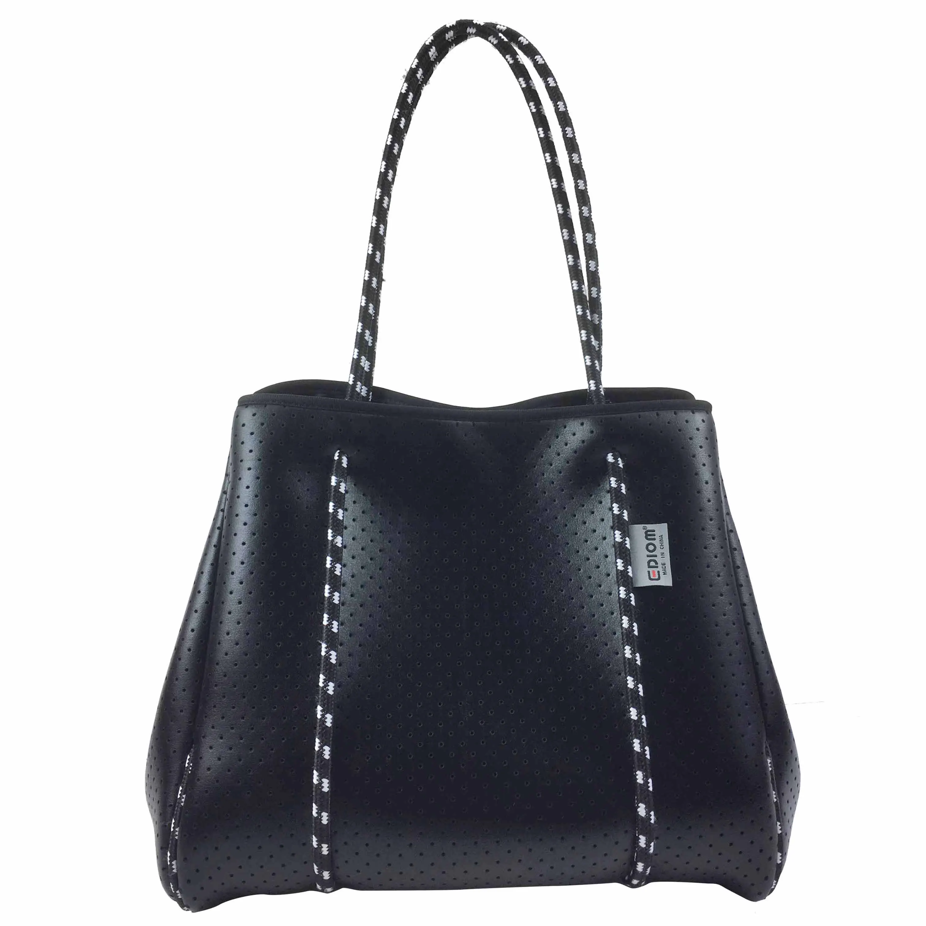 Wholesale custom design fashion perforated ladies hand bags neoprene beach tote bag for women