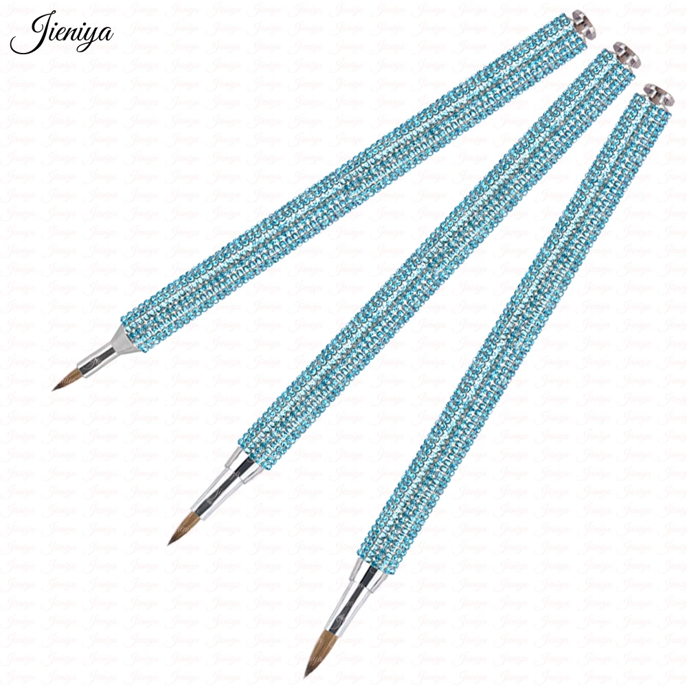International size #2~#5 Shiny blue rhinestone diamond decoration handle pure sable hair kolinsky 3D brush Sculpture brush