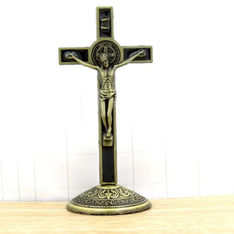Religious Jesus Cross with Base Crafts Home and Car Decoration