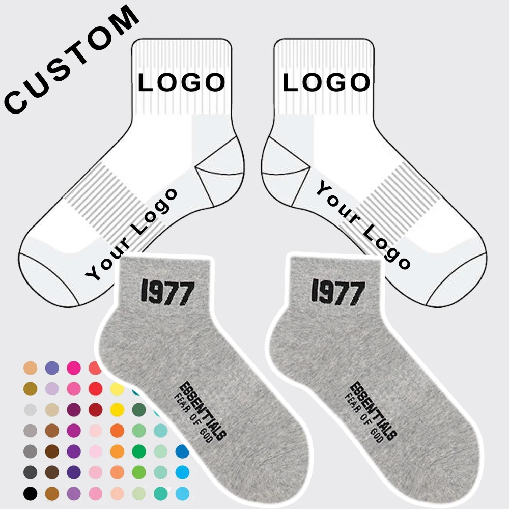 New Style Man Socks Sports Breathable Custom Number Fashion Logo Vintage Short Tube Colors Socks Grey Comfortable Socks