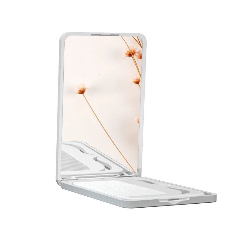 New Small Folding Mirror with Comb Makeup Mirror Portable Dressing Advertising  Mirror Can Be Printed with Patterns