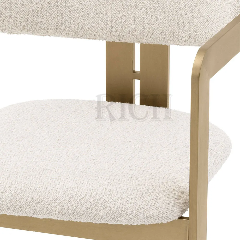 
Mid Century modern Dining chair teddy fabric metal leg dinner chair Furniture Fabric Velvet Restaurant Chair 