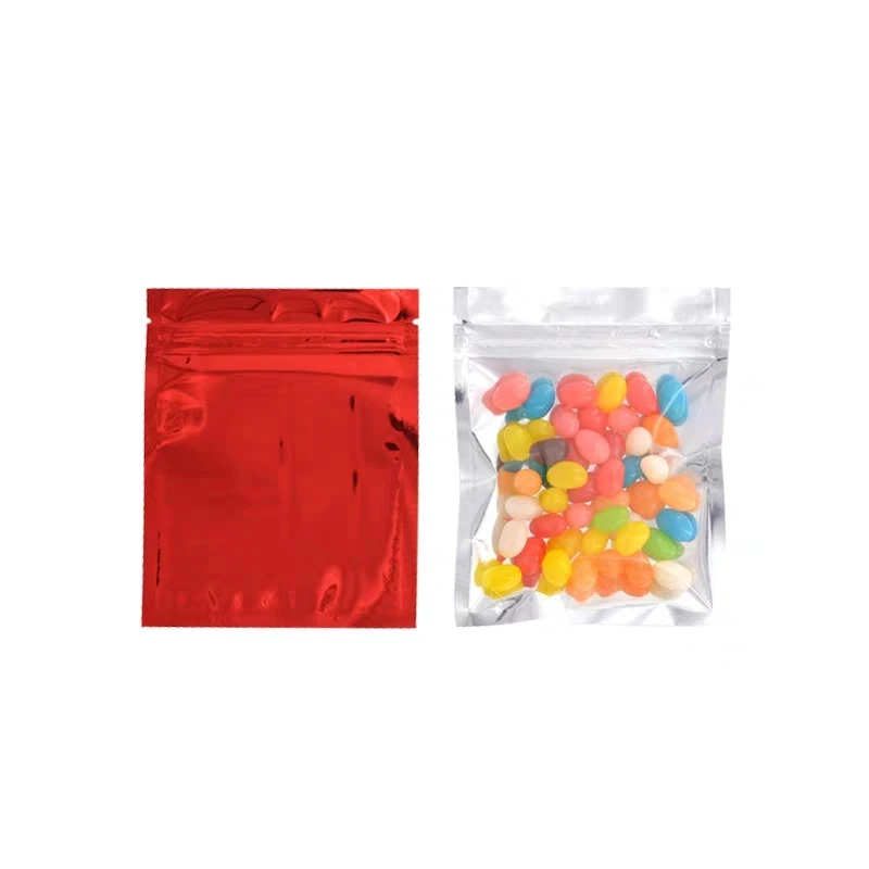 100 Pcs Iridescent Zip lock Bags Pouches Cosmetic Plastic Laser Bags Holographic Makeup Hologram Zipper Bags for Food Storage