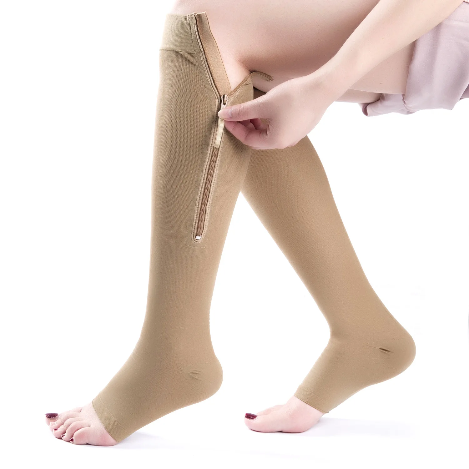 Running leg protection 20-30 mmhg medical calf sleeve compression open toe socks