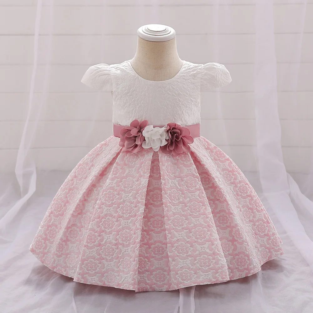 Autumn New Pink Flower Girls Dresses Princess Skirt Mesh Delivery Satchel 3pcs High-end Kids Clothing Baby Girls Party Dress