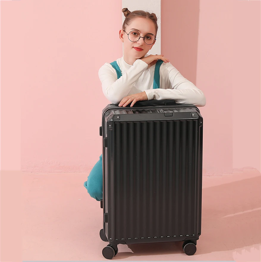 Cream Trolley Luggage Case Universal Wheels Combination Lock 20'Carry On Suitcase Luggage Sets
