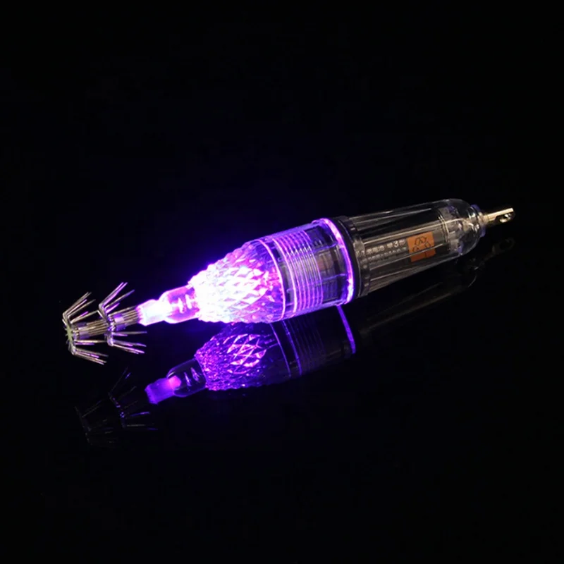 12cm 17cm Waterproof Night Fishing Tackle Colorful Plastic Fishing Tackle LED Squid Fishing Light With Octopus Hooks