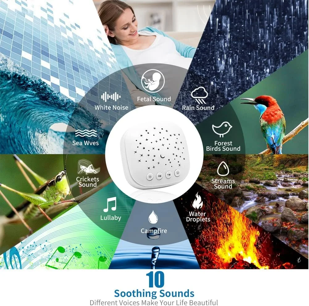 Factory custom baby soothing night sleeping white noise sound machine toy nursery nightlight device with songs and story