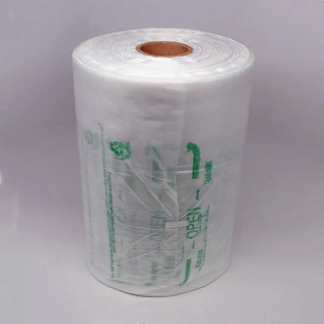 Wholesale disposable clear plastic bags food freezer produce bag shopping flat bag roll for supermarket