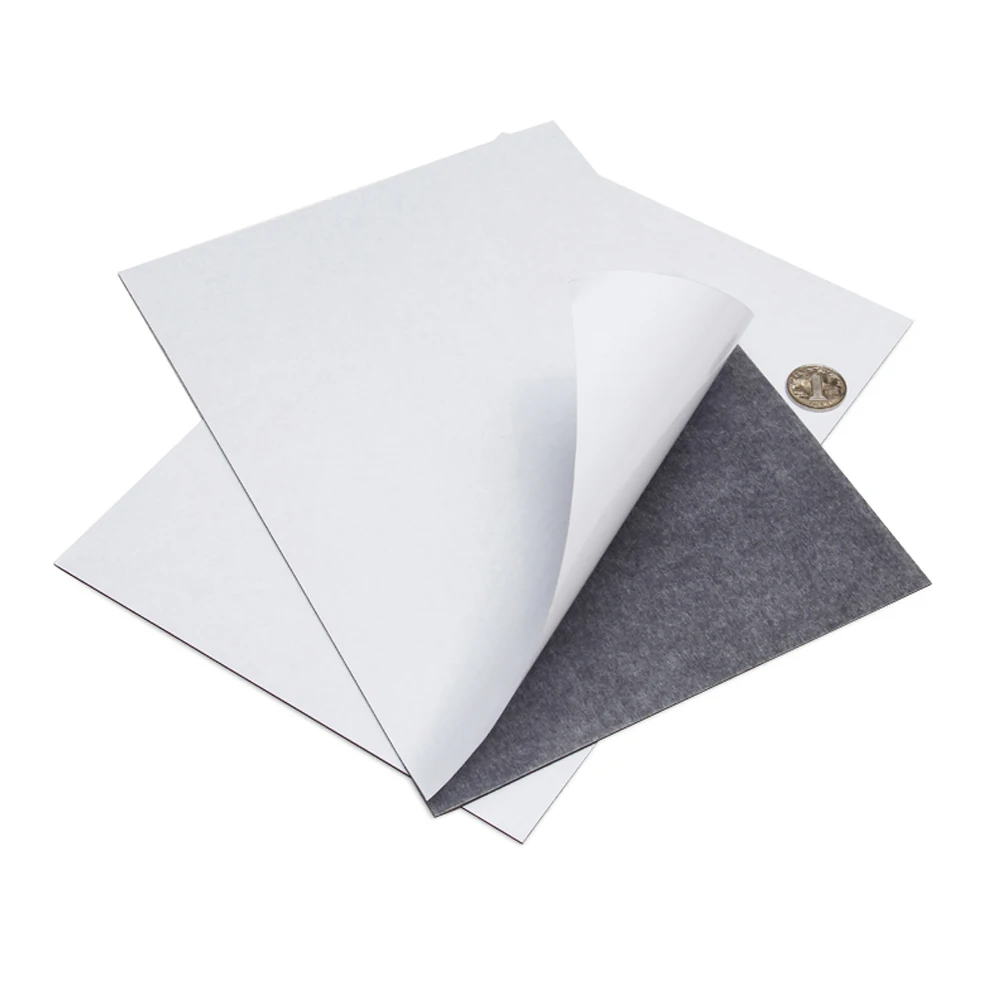 Rubber magnet with self-adhesive; Flexible adhesive magnet sheet A4x0.5mm + white adhesive