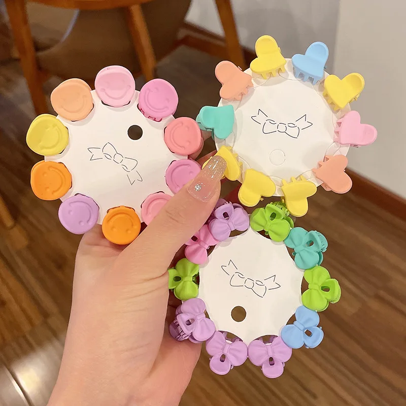 Cute Candy Color Mini Kids Hair Clamp 1cm Princess Acrylic Mickey Bear Rabbit Smiley Hair Claw Clip For Baby Girls