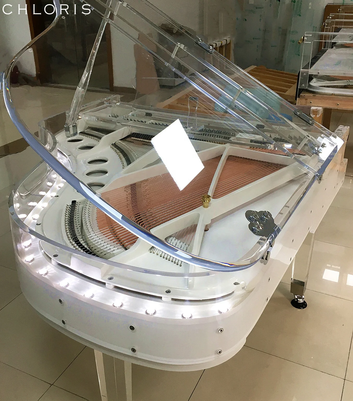 Crystal  Piano  HG-180A Grand Piano decorated with luxurious  crystal lights