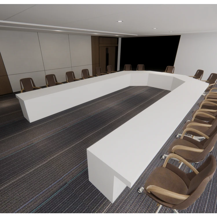 U Shape White Conference Table for 24 Persons Modern Conference Wood Conference Room Table and Chairs