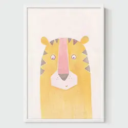 modern lovely cartoon animal oil painting for  girl kids room watercolour giraffe decorative paper and mdf frame wall art