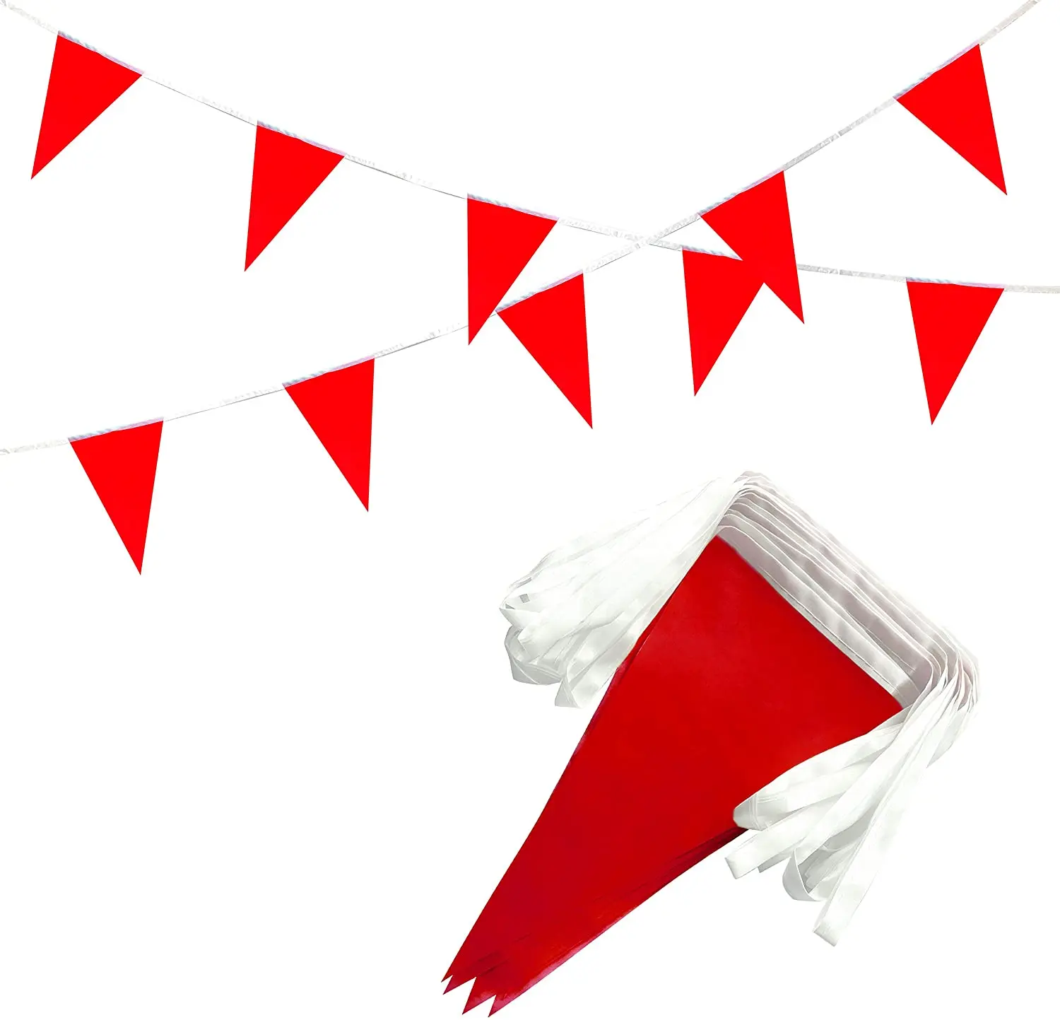
Solid Red Pennant Banner Flags String Triangle Flags Decorations for Grand Opening,Birthday Party,Festival Celebration 