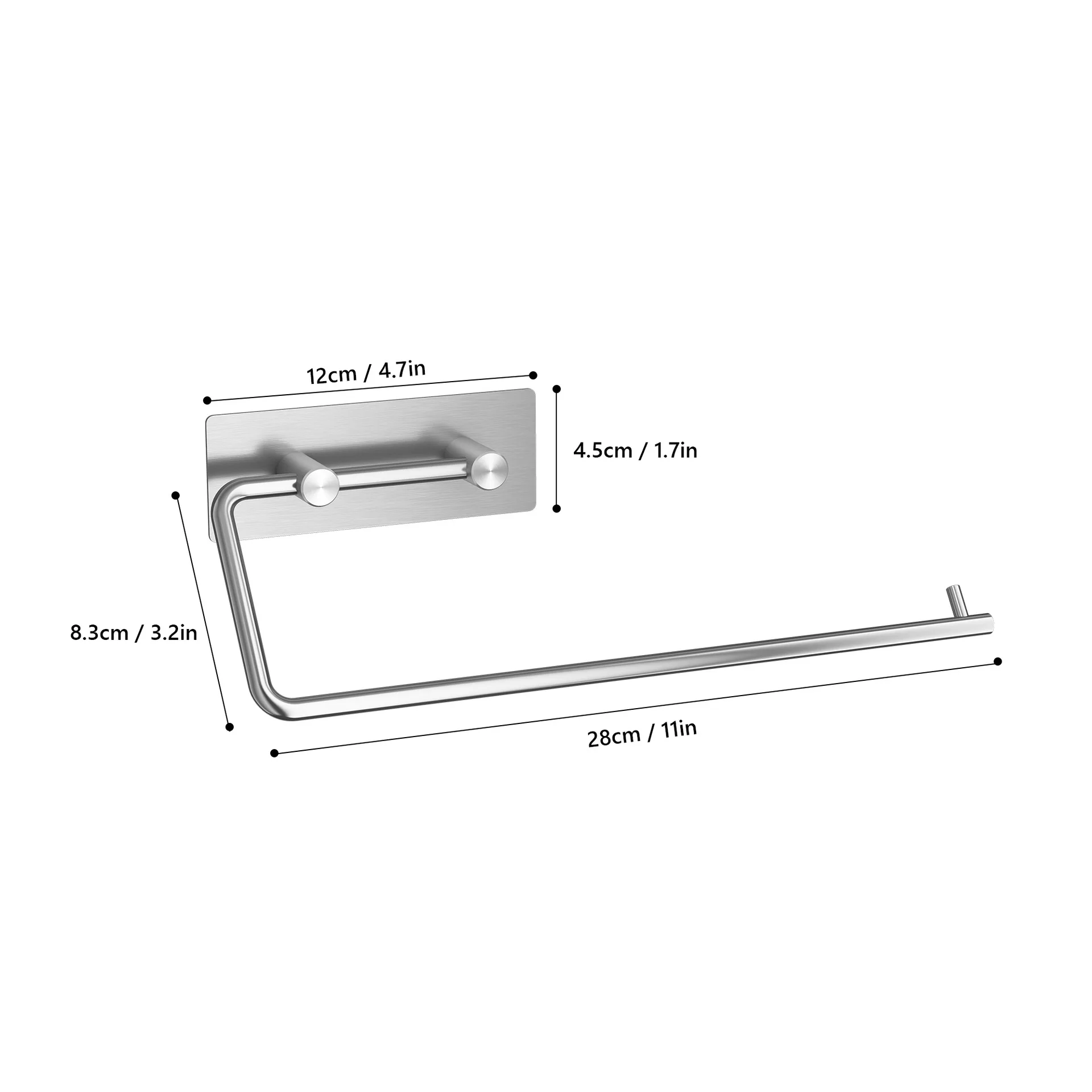 Matte Black Half Open Bathroom Long No Drilling Adhesive Kitchen Storage Toilet Paper Holder Spare Roll Holder