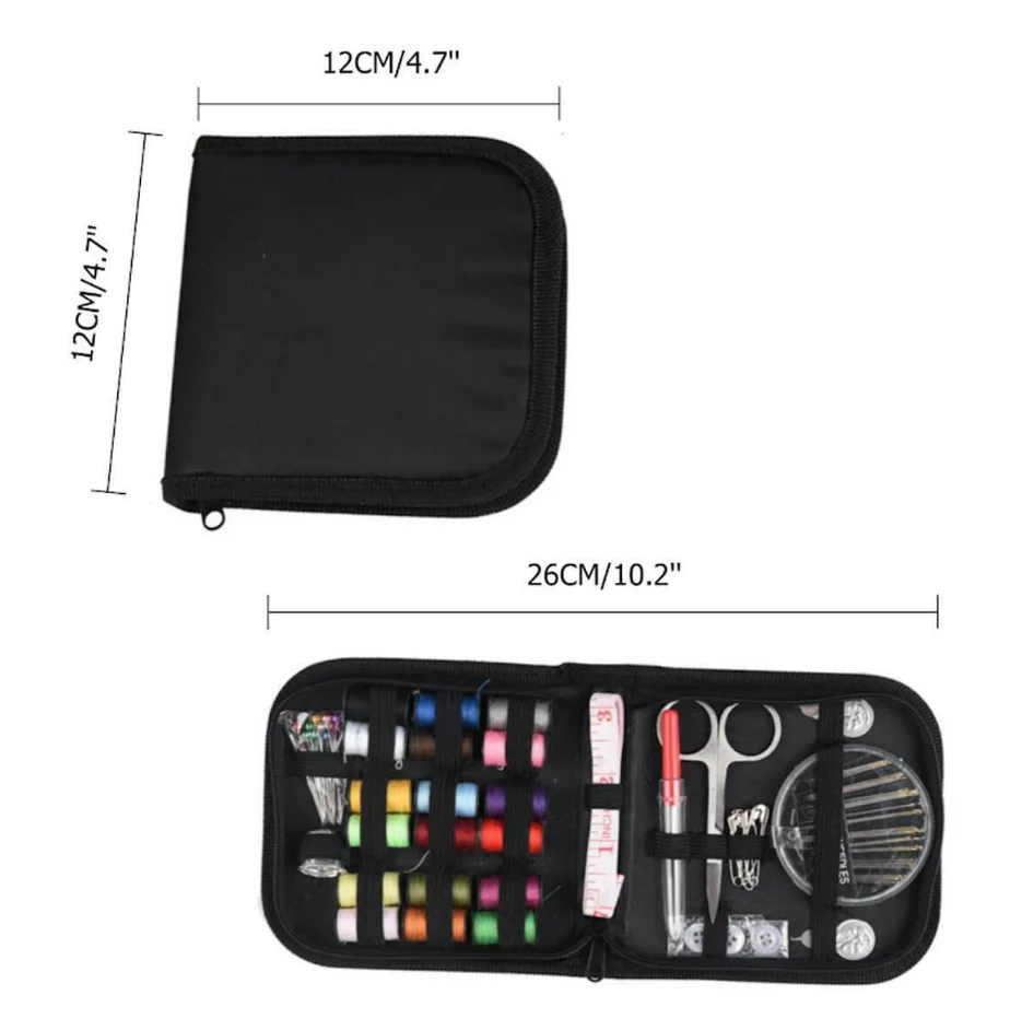 Kit for Traveler, Adults, Beginner, Emergency, DIY  Supplies Organizer Filled with Scissors, Thimble, Thread, sewing