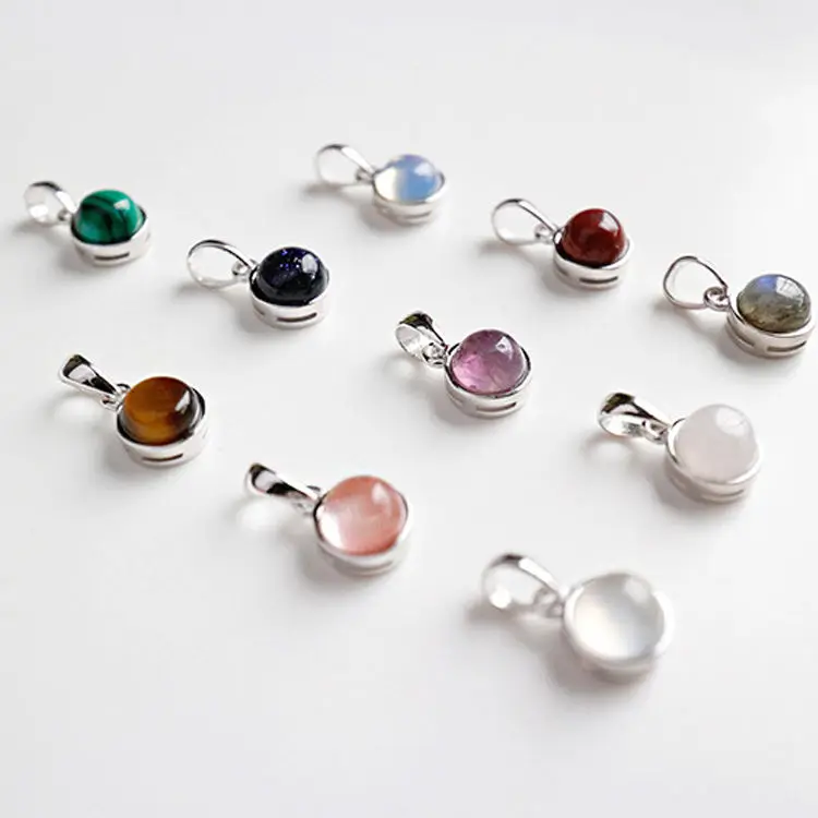 Sterling silver fashion jewelry pendant charm for making onyx natural gemstone opal necklace female silver jewelry