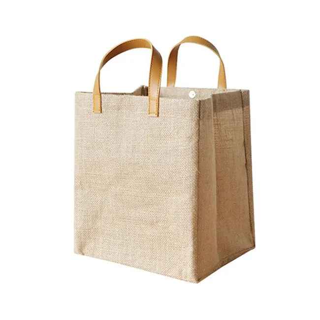 
 Водонепроницаемый многоразовой в декорированном мешковиной горшке пляжные гессенской ланч-сумка для покупок джутовая Мешковина Сумка-тоут  