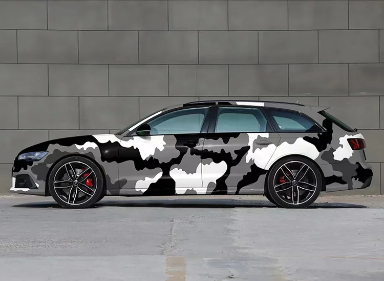 5 years durability Auto vehicle car body wrap vinyl yellow black and white camouflage vinyl wrap