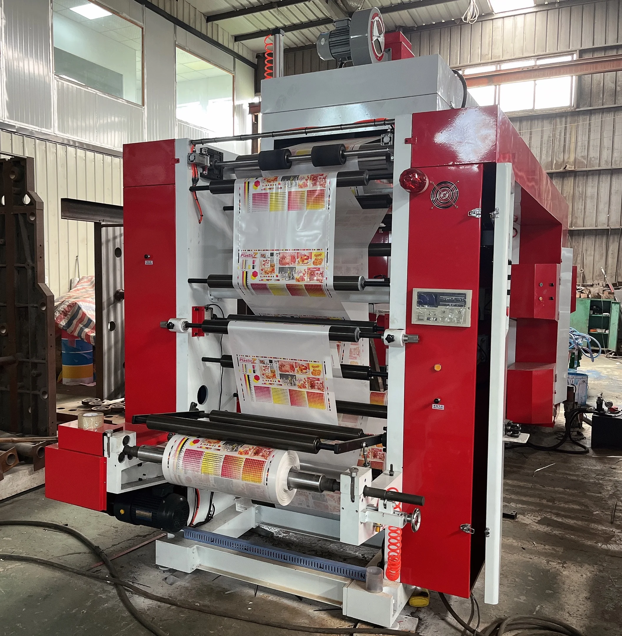 High Speed 90m/Min 4 Color Flexo Plastic Bag Printing Machine Multi-purpose PE PP OPP BOPP Film Shirt Printer