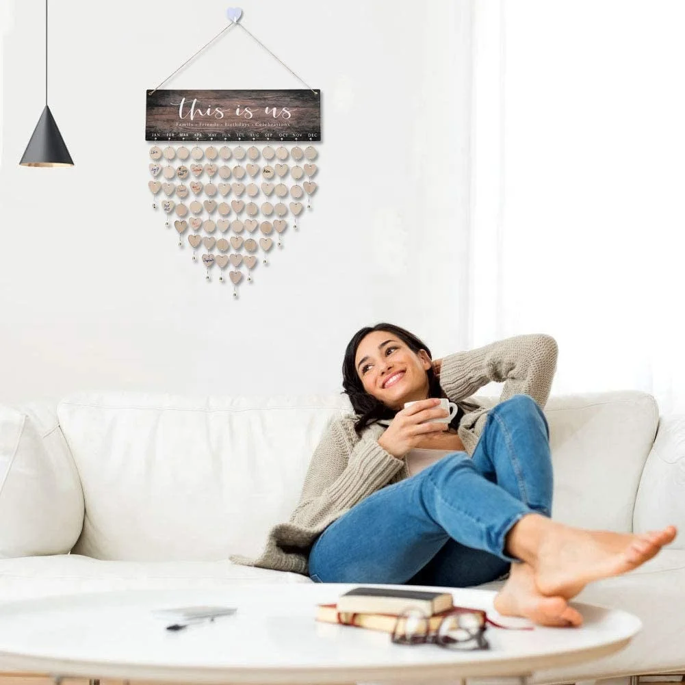 Birthday Gifts for Grandma Mother from Daughter - Wooden Family Birthday Reminder Calendar Plaque, Family Like Branches