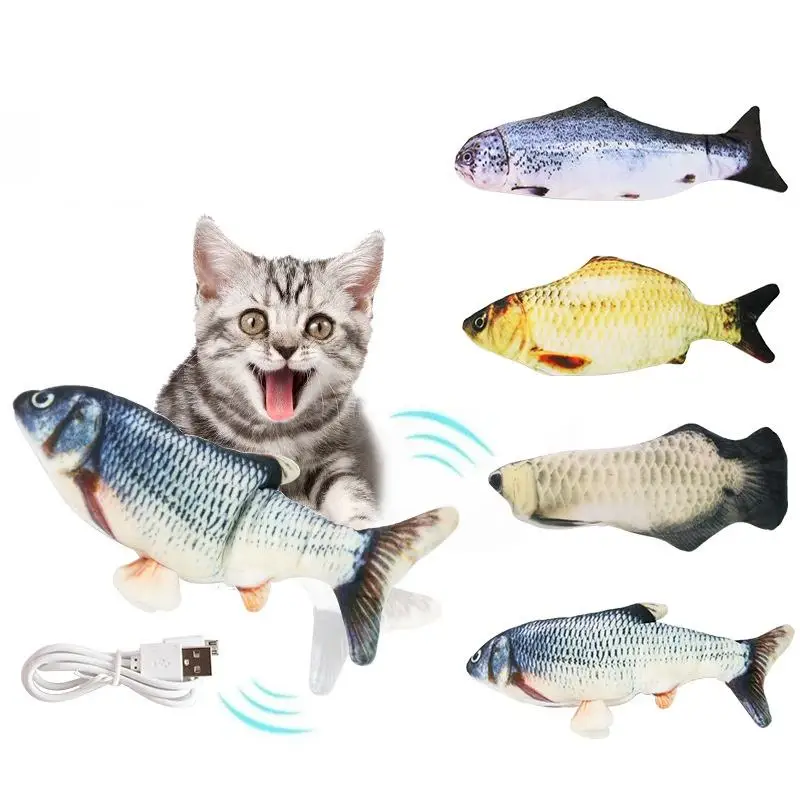 Wholesale USB Electric Stuffed Fresh Floppy Catnip Interactive Plush Cat Fish Toy Flippity Electronic Cat Dog Pet Toy