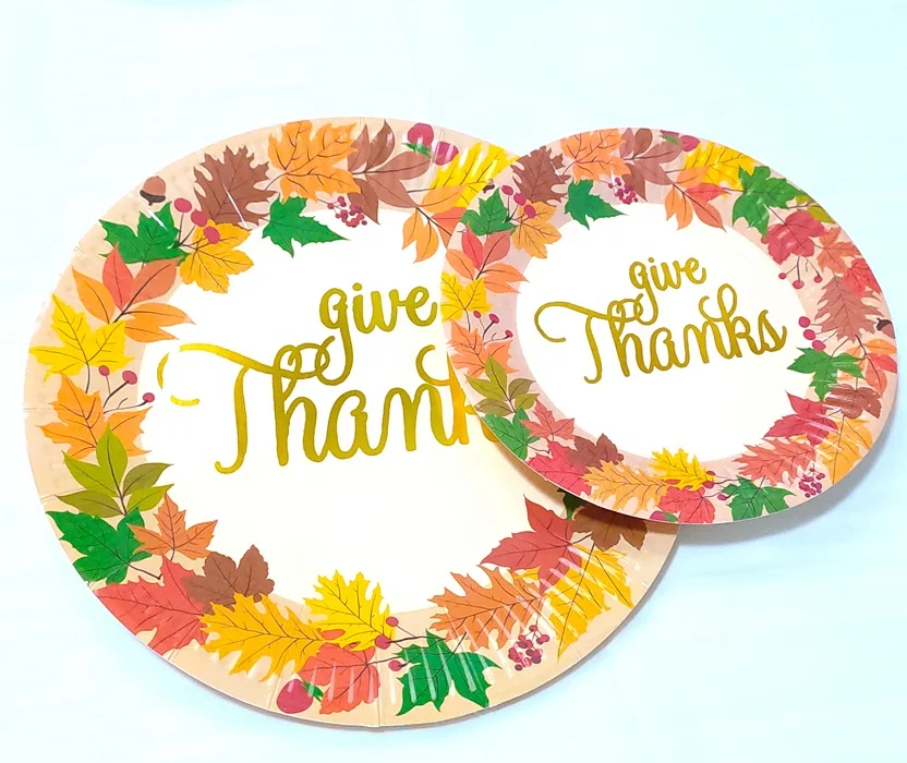  Профессиональная Праздничная декоративная тарелка для пиццы обеденная офсетная печать благодарим бумажную тарелку