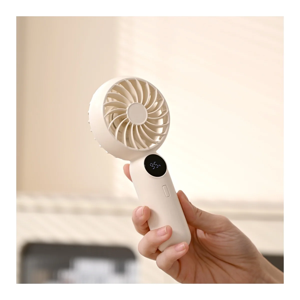 2024 new design high quality USB rechargeable 1200mAh  battery display portable air cooling stand base handheld small mini fan