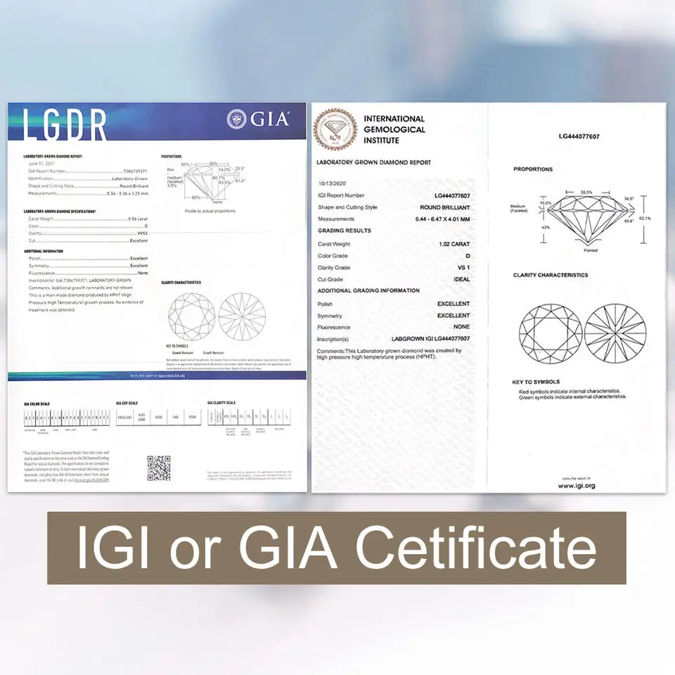 Solitaire diamond ring 2CT Round IGI certificate 18K two tones lab created diamonds wedding ring