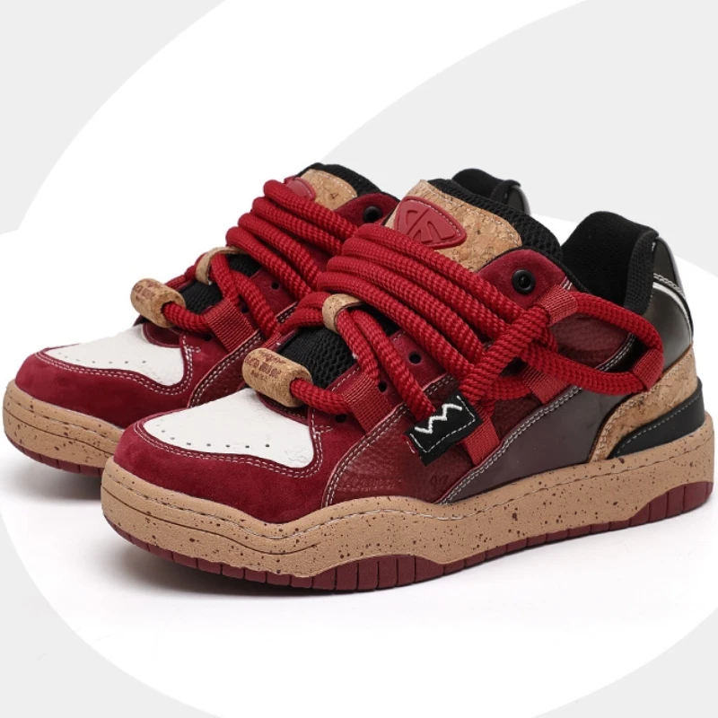 Dropshipping Custom Logo Couple Fashion Skateboard Shoes Red Thick Soles Casual Sneakers for Women