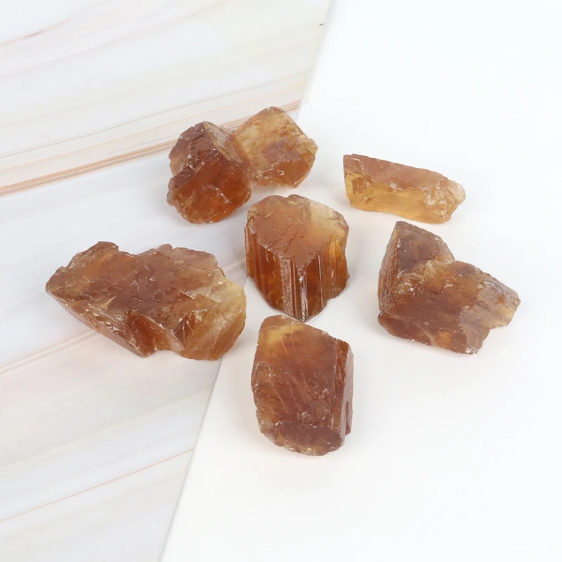 Wholesale bulk natural crystal raw amber calcite rough stone for decoration