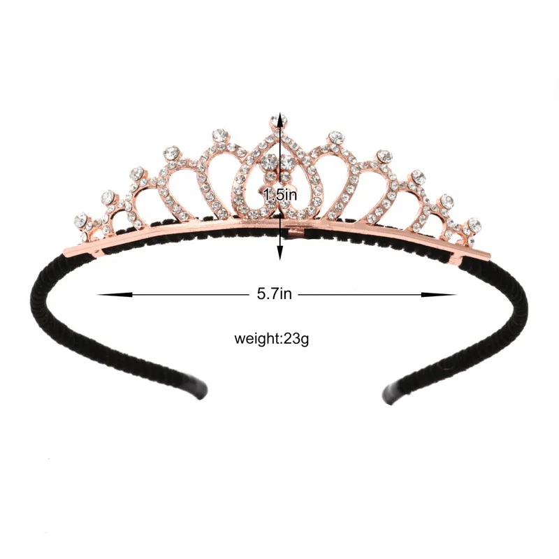 Hot selling party tiara for birthday girls glitter princess headband crown hair hoop