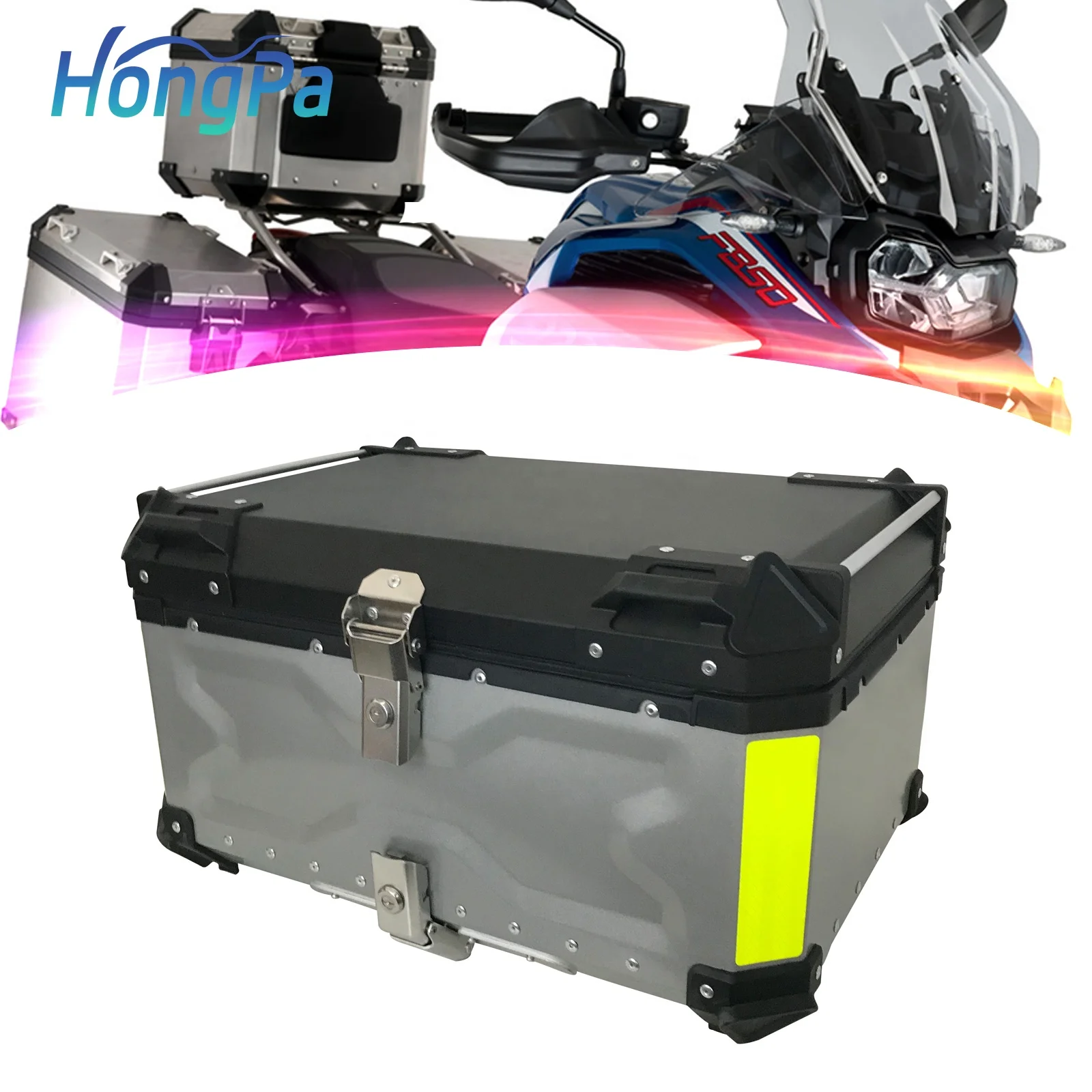 Universal Aluminum Motorcycle Key Lock Tool box Rear Top Case Moto Tail Box Waterproof Motorcycle Top Box