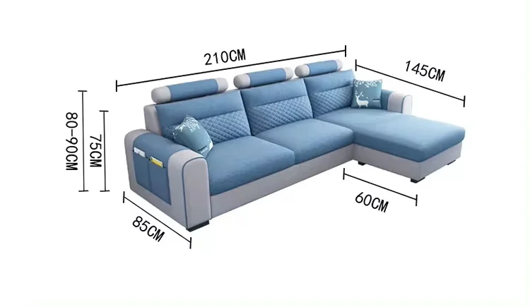Modern Fabric Sofa for Small Apartments | Simple & Stylish Corner Couch | Removable & Washable 3-Seater