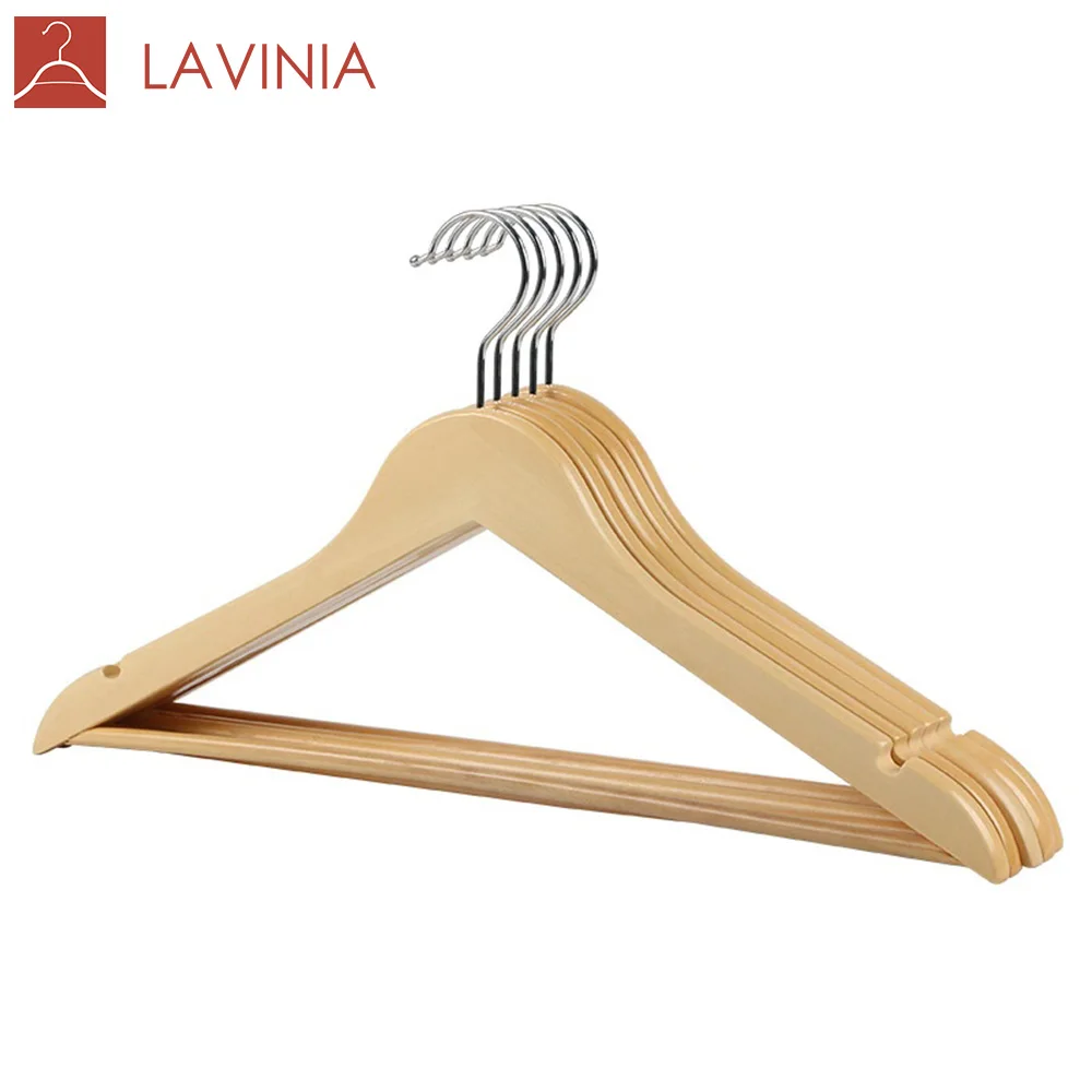 Top 1 Bestseller Low MOQ Wood Hanger Clothes Metal Hooks Clothes Percha Cabide Wooden Clothes Hanger