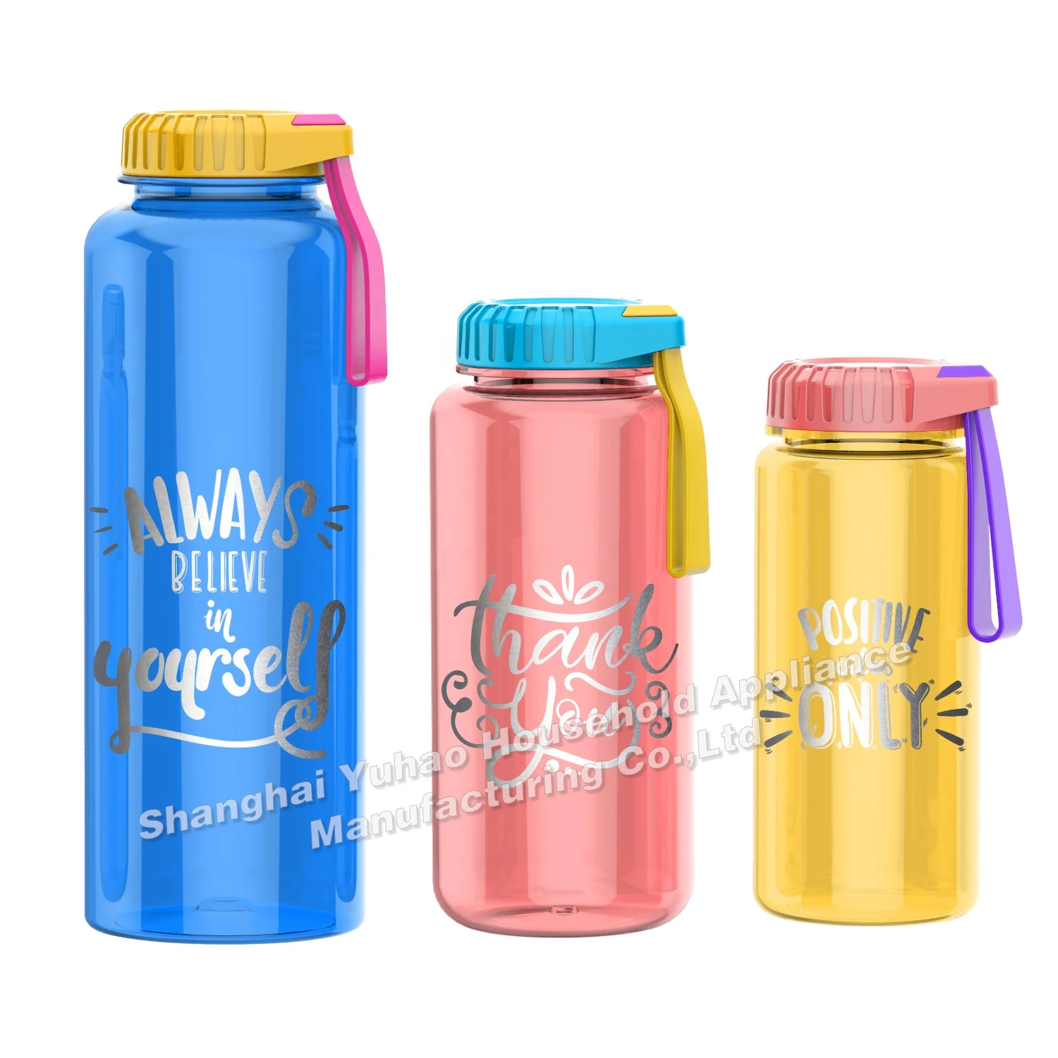 900ml Outdoor  Wide Mouth Plastic Sports Water Bottle Swing Lid with Silicone Carrying Handle Portable water bottle