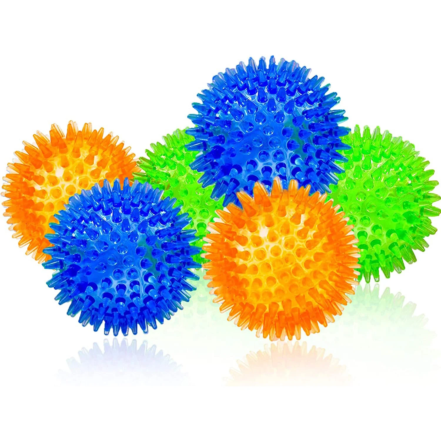 Squeaky Balls for Dogs Rubber Bright Colors TPR Puppy Dog Toy Balls Cat Squeaky Toys Spike Ball Puppy Chew Toys