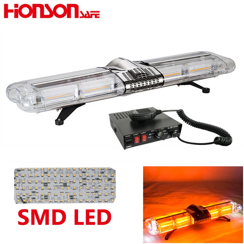 thickening PC dome Red Blue SMD LED Warning Lightbar with 100W siren speaker for ambulance Car