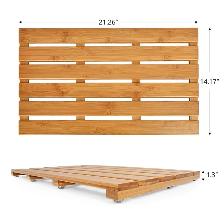 Подгонянный деревянный бамбуковый коврик для душа 31,3x18,1x1,5 дюймов нескользящий деревянный коврик для ванной водонепроницаемый большой напольный коврик для ванной комнаты